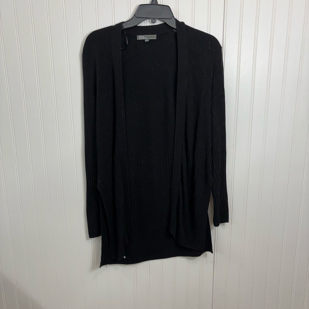 89th & Madison Classic long line open ribbed Black Cardigan